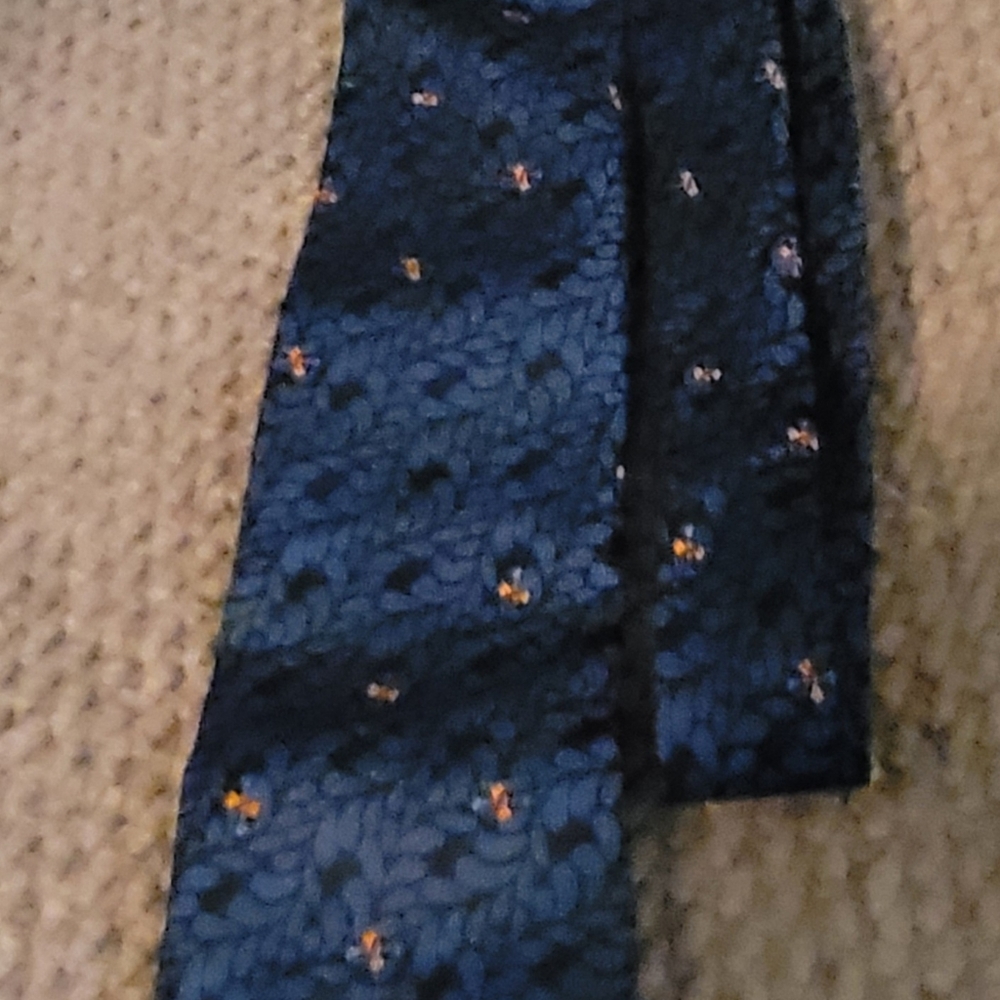Vintage Mens Blue 100% Silk Cravat Italian Tie